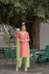 Orange and Olive Kurta Pant Set for wedding