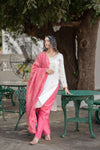 White Kurta Pant Set with Banaras tissue silk dupatta