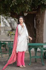 White and Pink Kurta Pant Set for wedding