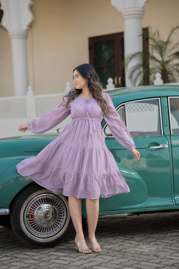 Buy Lavender One Piece Dress online at best price - Meeshara Buy Lavender One Piece Dress online at best price - Meeshara