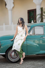 Buy Cream and Green Kurta pant online