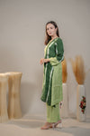 Green & Dark Green A-Line Kurta with palazzo pant.