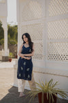 Navy Blue and Cream Kurta Pant