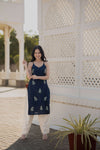 Navy Blue and Cream Kurta Pant for women