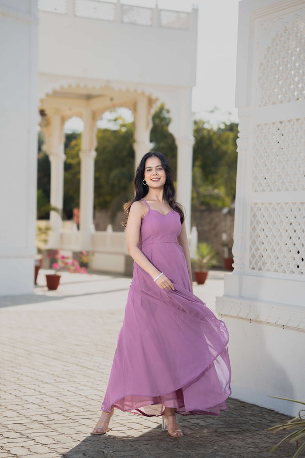 Buy Lavender Long One Piece Dress online at best price  Meeshara