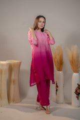 Pink A-Line Kurta with palazzo pant