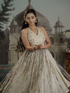 Cream Shimmer Flared Anarkali.