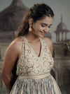 Cream Shimmer Flared Anarkali.