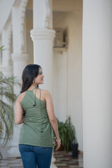 Buy Olive Green Peplum Top