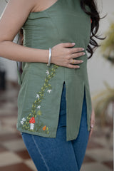Olive Green Peplum Top online