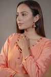 Full Sleeves Peach Kurta set  