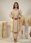 Chanderi Cream Kurta Set for wedding 