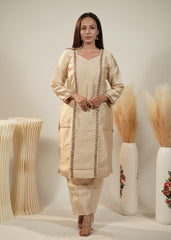 Chanderi Cream Kurta Set for wedding 