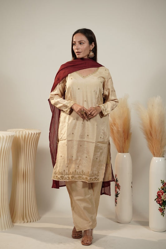 Straight Zardosi and Aari Work Kurta Set