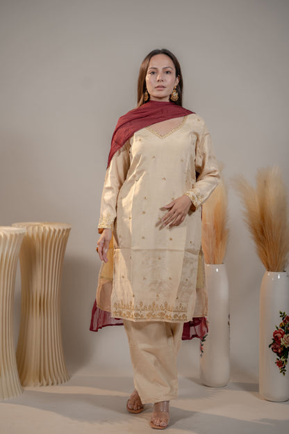 Straight Zardosi and Aari Work Kurta Set