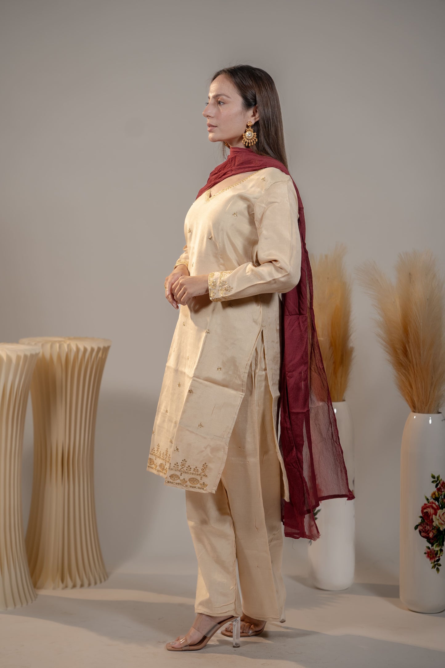 Straight Zardosi and Aari Work Kurta Set