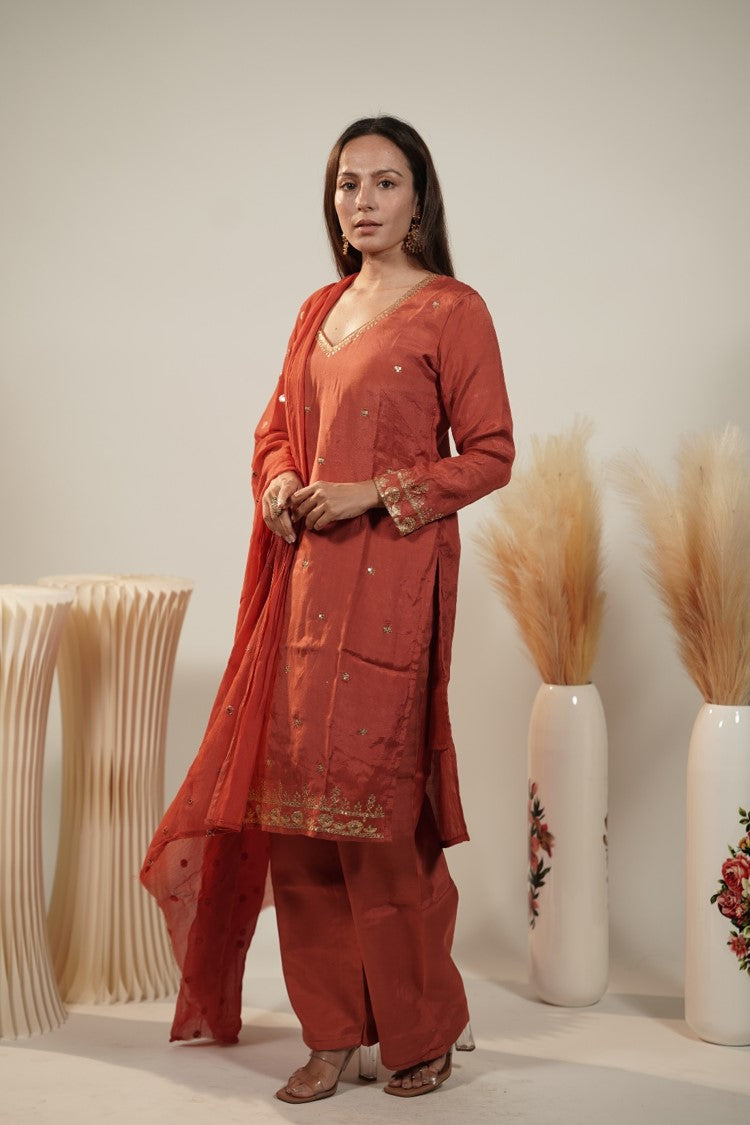 Straight Zardosi and Aari Work Kurta Set