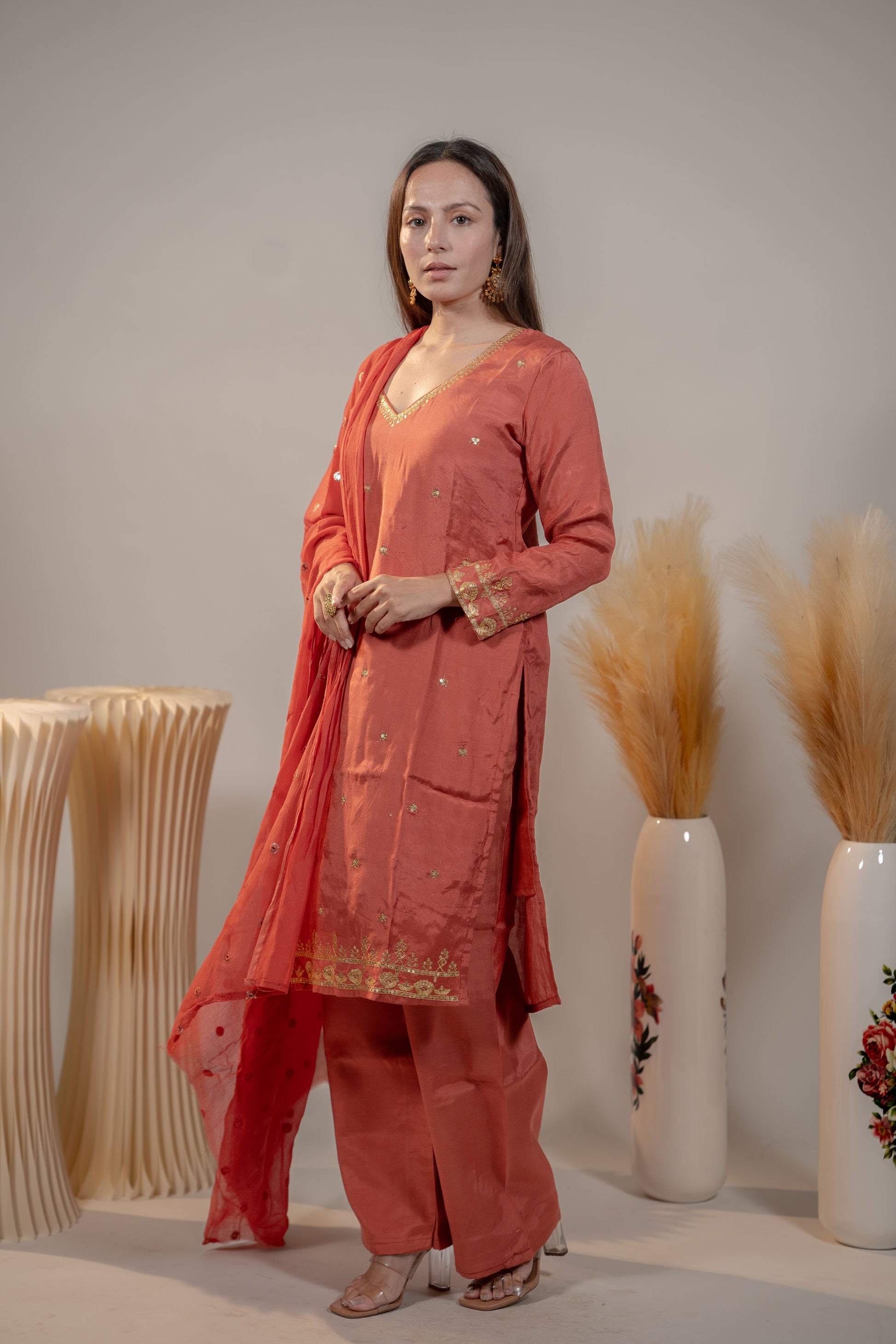 Straight Zardosi and Aari Work Kurta Set