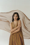 Brown hand embroidered anarkali set