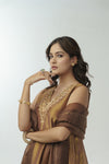 Brown hand embroidered anarkali set