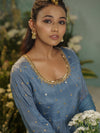 Subdued Blue Flared Anarkali.