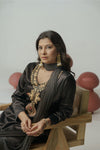 Jet black hand embroidered a-line kurta set
