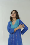 Lapis Blue & Baby Blue embroidered anarkali set