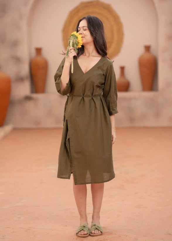 Buy Army green dress online at best price Meeshara Buy Army green dress online at best price Meeshara