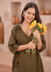 Olive green maxi dress Online