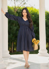 Navy Blue Linen Dress for women online