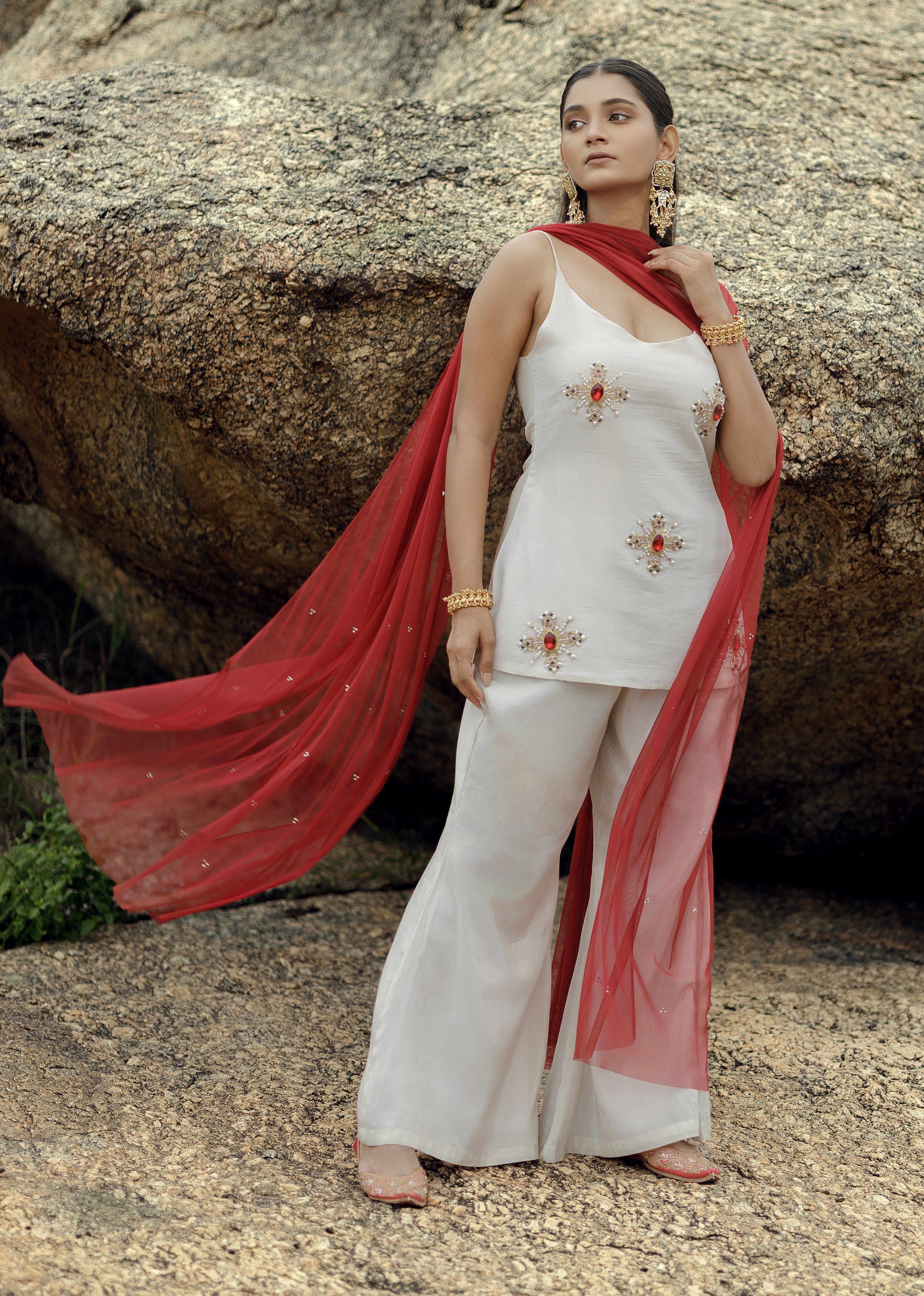 PEARL RIWAAZ IVORY SHARARA SUIT
