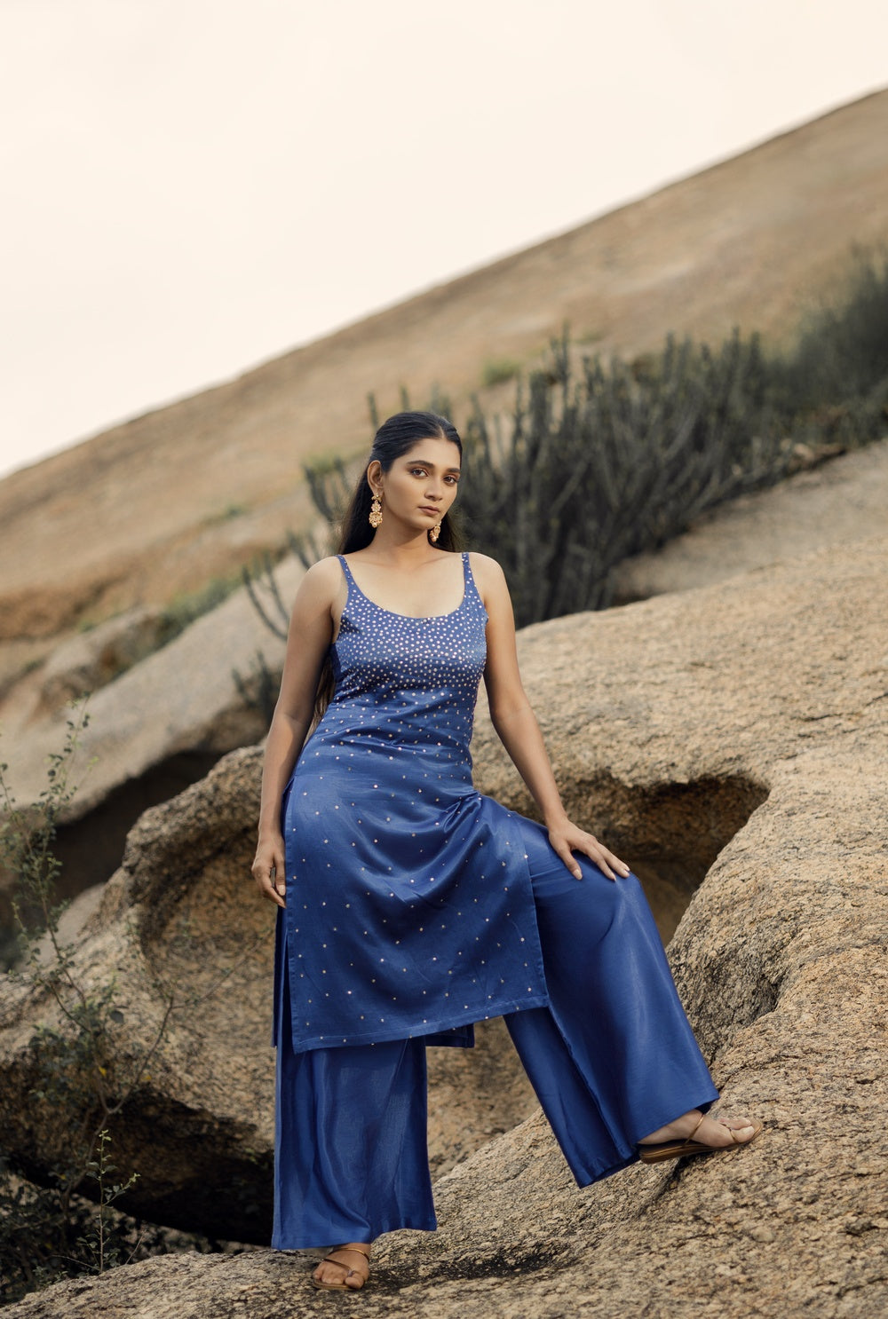 SPARKAL SAPPHIRE SEQUINS KURTA AND PALAZZO