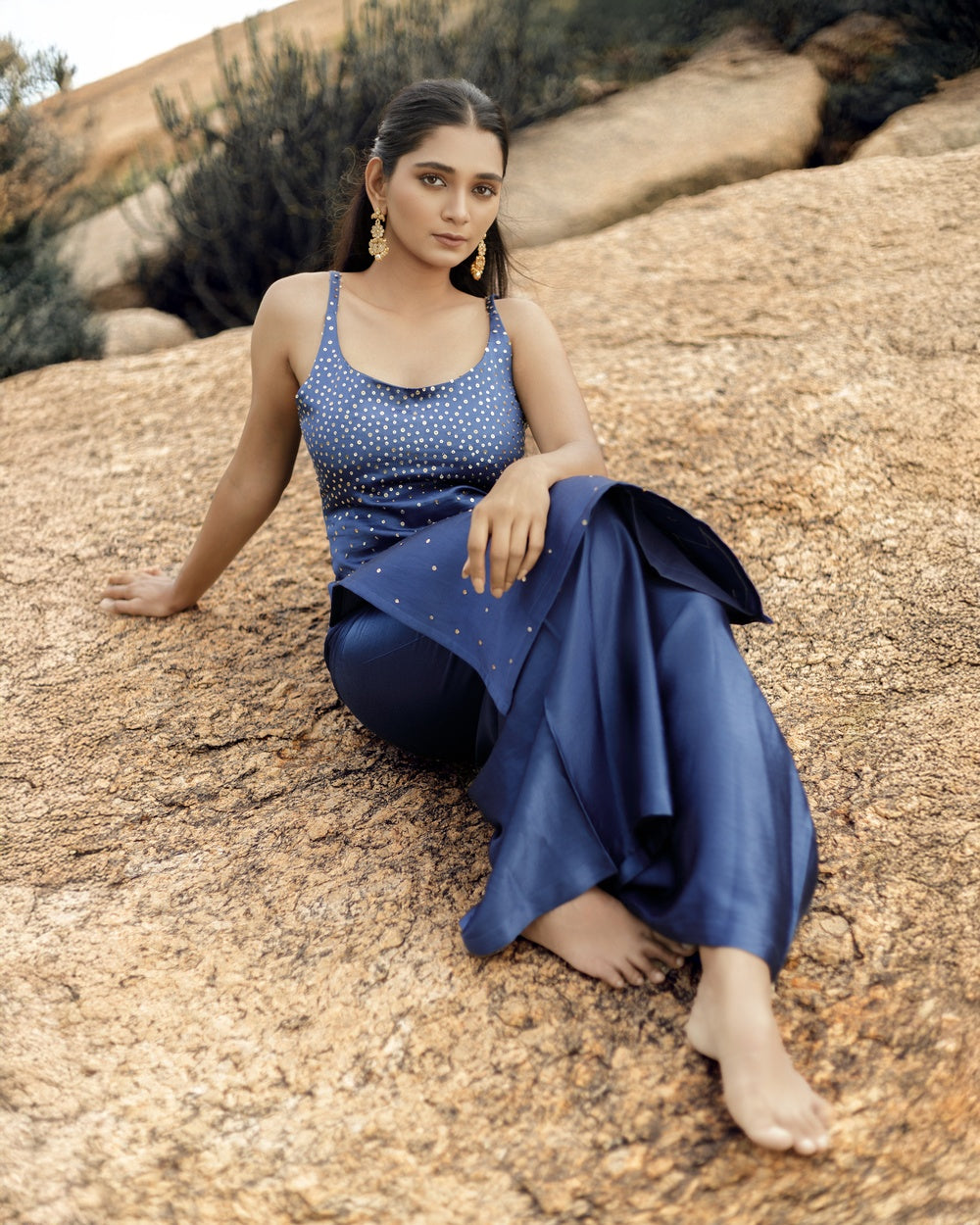 SPARKAL SAPPHIRE SEQUINS KURTA AND PALAZZO