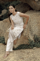 IVORY INAYAL MIRROR KURTA PALAZZO.