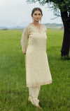 CREAM TISSUE SILK KURTA SET