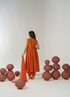 Orange hand embroidered anarkali set