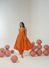 Orange hand embroidered anarkali set