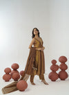 Brown hand embroidered anarkali set