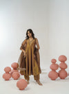 Brown hand embroidered anarkali set