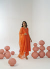 Rust Orange hand embroidered anarkali set