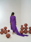Violet bandhani hand embroidered straight kurta set