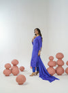 Royal blue bandhani hand embroidered straight kurta set