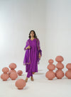 Purple hand embroidered anarkali set