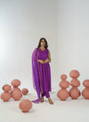 Purple hand embroidered anarkali set