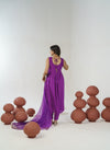 Purple hand embroidered anarkali set