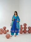 Lapis Blue & Baby Blue embroidered anarkali set