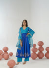 Lapis Blue & Baby Blue embroidered anarkali set