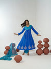 Lapis Blue & Baby Blue embroidered anarkali set