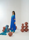 Lapis Blue & Baby Blue embroidered anarkali set