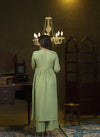 Mint green metal hand embroidered anarkali set